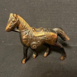Vintage Antique Copper Pot Metal Horse Figurine